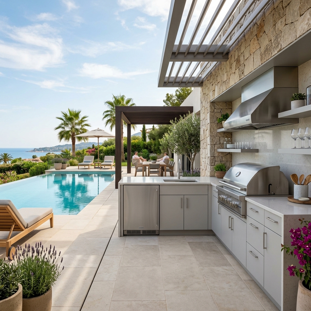 Luxury poolside outdoor kitchen